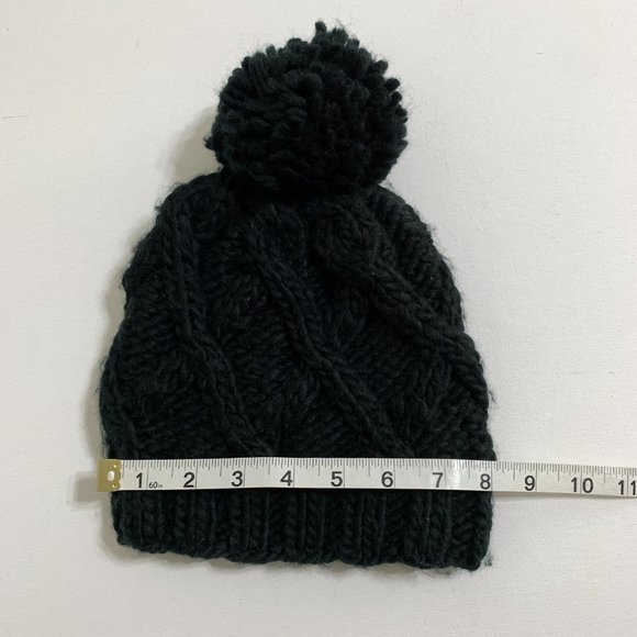 ALDO Black Chunky Knit Pompom Beanie Cable Knit One Size - Picture 7 of 8